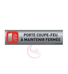 AUA SIGNALETIQUE - Plaque de porte Aluminium brossé imprimé AluSign - 200x50 mm - Double Face adhésif au dos (Pote coupe-feu 1)