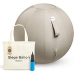 Backerz Siège Ballon 65cm - Balle intérieure PVC Résistante, Capacité 110kg, Caoutchouc, Housse Lin Doux Lavable - Chaise Ballon Ergonomique Bureau & Yoga, pour Bonne Posture - Beige