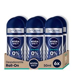 NIVEA MEN Fresh Ocean Deo Roll-On (6 x 50 ml) Déodorant sans aluminium (ACH) avec 48 heures de protection contre les odeurs corporelles, roll-on au parfum rafraîchissant (l'emballage peut varier)