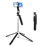 Perche a Selfie 180cm, Romon Selfie Stick Quad Tripod, Rotation à 360°, trépied Extensible en Aluminium pour téléphone Portable avec BT, Compatible avec iPhone Android Phone, Camera