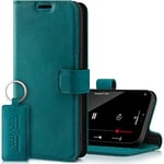 SURAZO Prestige Étui à Rabat en Cuir véritable pour Samsung Galaxy S22 Ultra 5G avec Porte-Cartes et béquille magnétique Turquoise