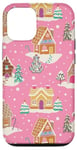 iPhone 12/12 Pro Preppy Pink Christmas Gingerbread House and Xmas Tree Winter Case