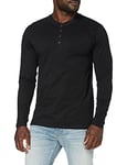 Urban Classics homme T-shirt Basic Henley L/S Sweat shirt, Noir, M EU