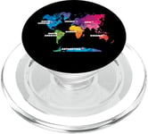 Carte Colorée Terre Pays Continent Géographie Carte Du Monde PopSockets PopGrip pour MagSafe