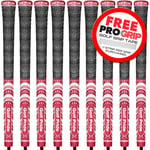 GOLF PRIDE MCC TEAM MULTI COMPOUND GOLF GRIPS DARK RED/WHITE X 9 +FREE GRIP TAPE