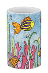 WENKO Gobelet de brosse à dents Rollin'Art Ocean Life, porte-brosse à dents en céramique de qualité imprimée avec motif vie sous-marine coloré, gobelet pour rangement de salle de bain, Ø 6,5 x 11 cm