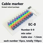 Étiquette de fil de marqueur de câble EC-1 de EC-0 1000PCs Mark Number 0 à 9 Gestion des câbles Isolation de fil colorée InforSleeves de fil de PVC - Type EC-[0]-150pcs-0-9