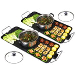 SOGA 2X Electric Steamboat Asian Hot Pot Soup Maker Fondue Teppanyaki Hotpot Grill - Griddles & Grill Pans - KoreanBBQPlate68CMWithPotX2