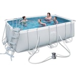 Piscine tubulaire hors-sol acier 412x201x122cm + pompe filtre + échelle 56456