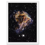 Hubble Space Telescope Image Colourful Sheets Of Debris From The Stellar Explosion Of N 49 DEM L 190 Supernova Remnant Art Print Framed Poster Wall De