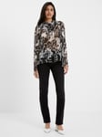 French Connection Deon Hallie High Neck Top, Black/Cream