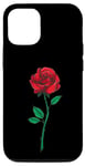 Coque pour iPhone 15 Rose rouge simple poche fleur romantique amour poche