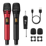 TONOR Micro Karaoke sans Fil, UHF Microphone Dynamique Chant Portable à Main avec Récepteur Rechargeable pour Karaoké Discours Mariage DJ Spectacles église Classe Conférences TW320 Noir&Rouge