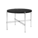 Gubi - TS Coffee Table - Round, Ø55 Polished Steel Base, Table Top Black Marquina Marble - Sidobord - GamFratesi - Svart - Metall/Sten