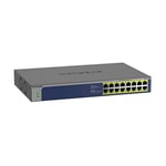 NETGEAR Switch non manageable PoE 16 ports Gigabit Ethernet, GS516PP, avec 16 ports PoE+ @ 260W, Silencieux, bureau/rack et protection à vie ProSAFE