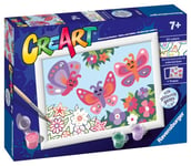 Ravensburger CreArt Série E Classic Papillons à paillettes, kit de peinture par numéros, contient une planche pré-imprimée, un pinceau, des couleurs et des accessoires, jeu créatif pour enfants de 7