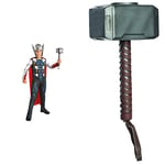 Rubie's Official Marvel Avengers Thor Classic Childs Costume, Kids Superhero Fancy Dress, Large & Official Child's Marvel Avengers Assemble Thor Hammer, One Size, Multi-Coloured