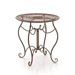 Table de jardin ronde en fer forgé INDRA - CLP - Diamètre Ø 70 cm - 6 couleurs au choix - Marron