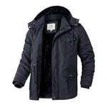 WenVen Homme Veste Décontractée à Capuche Hiver Chaud Manteau d'Extérieur Classique Veste Militaire Cargo Style Manteau Doublure Polaire Bleu Marine S