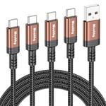 USB C Charger Cable 4 Pack 1M+1M+2M+2M USB to USB C Cable 3.1A fast charging, Phone Charger cable USB C Cable for Samsung S23 iPhone 15 Pro Max Plus Switch PlayStation 5 Google Pixel 7 Pro Huawei etc.