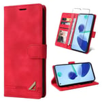 Verre trempé+Etui Samsung Galaxy S20 FE-S20 FE 2022 6.5", Antichoc Portefeuille Housse, Cuir Flip Magnétique Protection Etui,Rouge