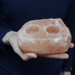 Double Natural Pink Himalayan Rock Salt Tea Light Candle Holder 2 Holes