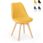 Ahd Amazing Home Design - Chaise de cuisine en bois design scandinave avec coussin Dolphin Lux Couleur: Jaune