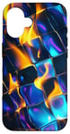 Coque pour iPhone 16 Art abstrait psychédélique bleu électrique futuriste