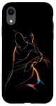 iPhone XR Vibrant Cat Silhouette Line Drawing Beauty Case