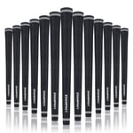 Champkey CROSSLINE Golf Grips Set of 13 (Free 15 Tapes Included)- High Feedback Rubber Golf Club Grips Ideal for Clubs Wedges Drivers Irons Hybrids (Black, Oversize)