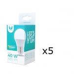 LED-lampe E27, 6W, 230V, 3000K 5-pak, Varm hvid