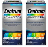 2 x Centrum Advance 50+ Multivitamin Tablets - Packs of 100 - 09/2025 Expiry