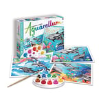 SentoSphère - AQUARELLUM - DAUPHINS - Kit peinture - Peinture Aquarellable Magique - A partir de 7 ans - fabriqué en France
