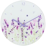 Glass Clock Living Dining Room Kitchen Wall | Lavender | 30cm