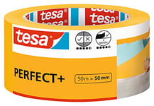 tesa Masking Tape PerfectPlus - Painter's tape made of thin Washi paper for precise masking during painting work - for indoor use - 50 m x 50 mm
