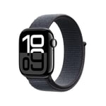 Apple Watch Series 10 GPS + Cellular, Boîtier en Aluminium Noir de Jais de 42 mm, Boucle Sport Encre Violette