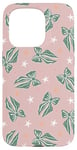 Coque pour iPhone 15 Pro Noeud vert esthétique sur rose clair Coquette de Noël