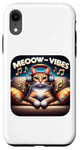 Coque pour iPhone XR Meeow-Vibes Casque pour chat