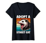 Womens Funny Possum Shirt Opossum Adopt a Street Cat Artful Possums V-Neck T-Shirt