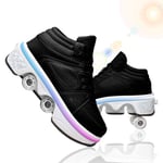 JYHGX Déformation Patins À Quatre Roues pour Femmes Multifonctions Chaussures avec Lumières LED Colorées Confortable Respirant pour Enfants Adultes Unisex