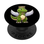 Dino T-Rex Angel with Wings Halo Cartoon PopSockets Adhesive PopGrip