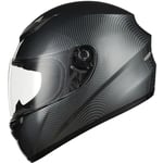 Favoto Casque de Moto Intégral, Casque de Scooter Respirant pour Femme Homme Adultes, Protection de Sécurité, Certifié ECE, 59-60cm Fibre de Carbone