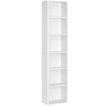 VASAGLE Bibliothèque, Étagère de Rangement 6 Niveaux, Meuble, Cube, pour Salon, Bureau, Chambre, Style Scandinave, 24 x 40 x 178,5 cm, Blanc LBC167T14