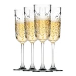 4x 170ml Timeless Glass Champagne Flutes Prosecco Wine Party Glasses Gift Set