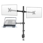 Dual Monitor Arm Desk Mount Stand & Laptop Tray - 13"- 32" Screen VESA CMA20L