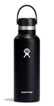 HYDRO FLASK - Water Bottle 532 ml (18 oz) - Vacuum Insulated Stainless Steel Water Bottle with Leak Proof Flex Cap and Powder Coat - BPA-Free - Standard Mouth - Black