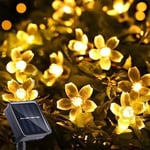 (11MWarm White)Solar Fairy String Lights Joulun Vedenpitävä Sakura Street Garland Nurmikkolamppu Puutarhajuhlat Koti Häät Sisustusvalo