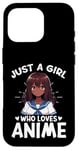 Coque pour iPhone 16 Pro Just a Girl Who Loves Anime Merch Afro-Américain Afro