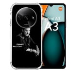 Cokitec Coque Renforcée pour Xiaomi Redmi A3 Musique Johnny Hallyday Noir