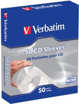 Verbatim pappersficka för CD/DVD-skivor, vit/transparent, 50-pack